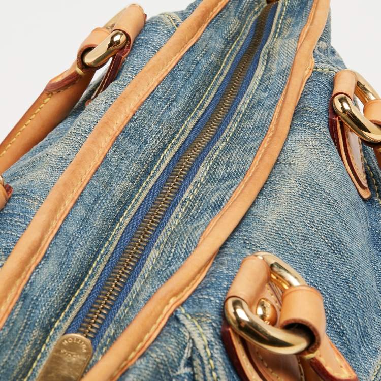 Pre Owned Louis Vuitton Blue Monogram Denim Neo Cabby MM Bag