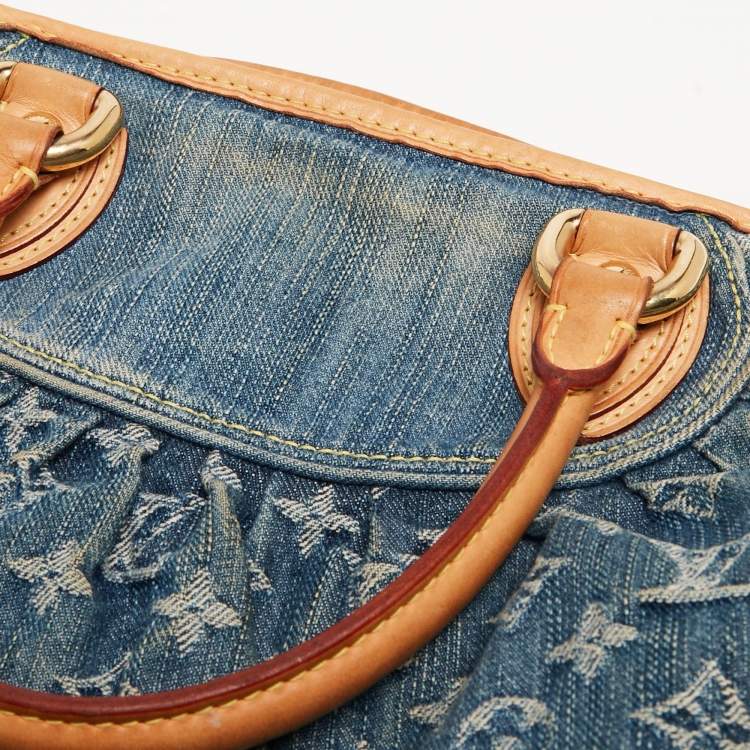 Pre Owned Louis Vuitton Blue Monogram Denim Neo Cabby MM Bag