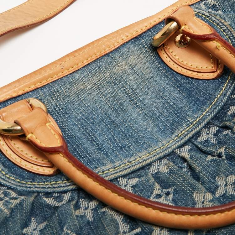 Pre Owned Louis Vuitton Blue Monogram Denim Neo Cabby MM Bag