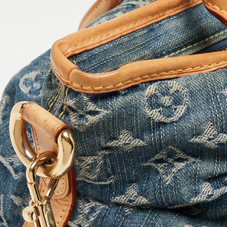 Pre Owned Louis Vuitton Blue Monogram Denim Neo Cabby MM Bag