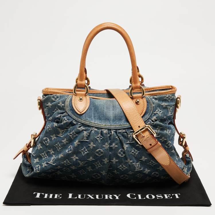 Pre Owned Louis Vuitton Blue Monogram Denim Neo Cabby MM Bag