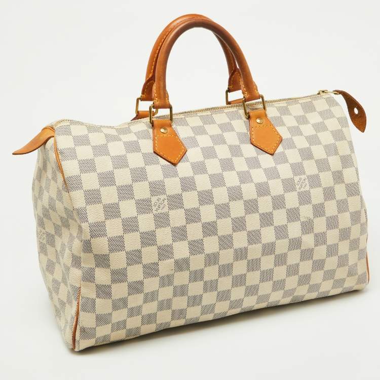 Pre Owned Louis Vuitton Damier Azur Canvas Speedy 35 Bag