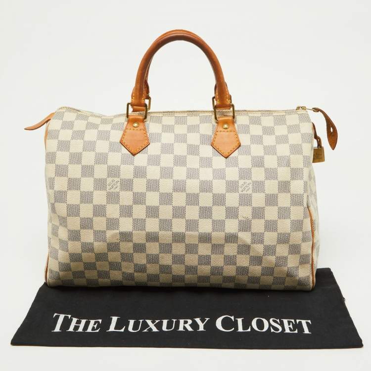 Pre Owned Louis Vuitton Damier Azur Canvas Speedy 35 Bag