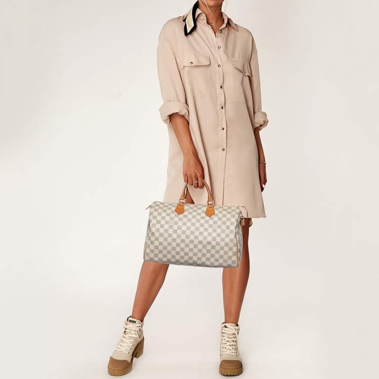 Pre Owned Louis Vuitton Damier Azur Canvas Speedy 35 Bag