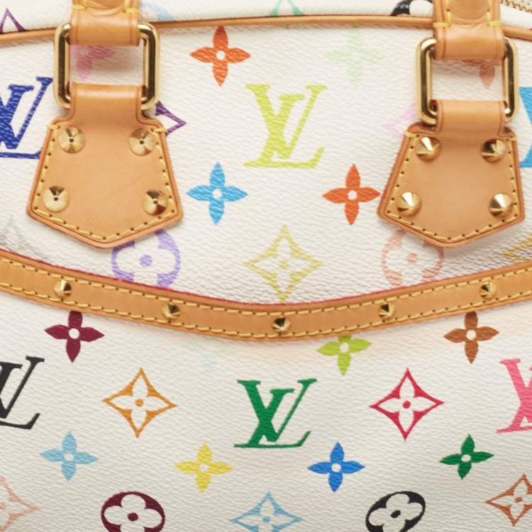 Pre Owned Louis Vuitton White/Multicolor Monogram Canvas Trouville Bag