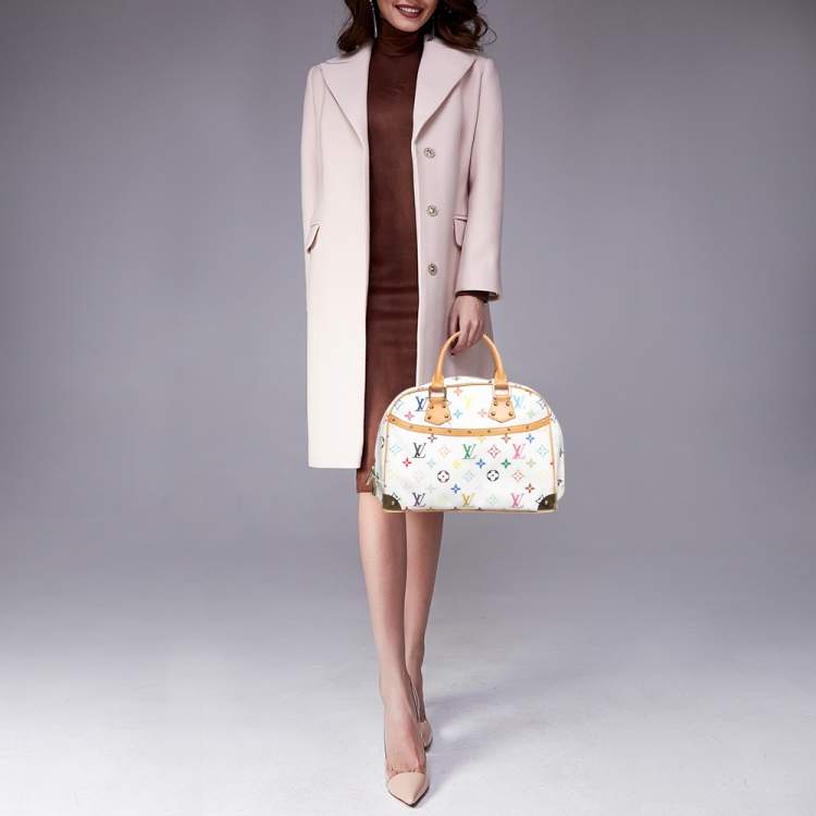 Pre Owned Louis Vuitton White/Multicolor Monogram Canvas Trouville Bag