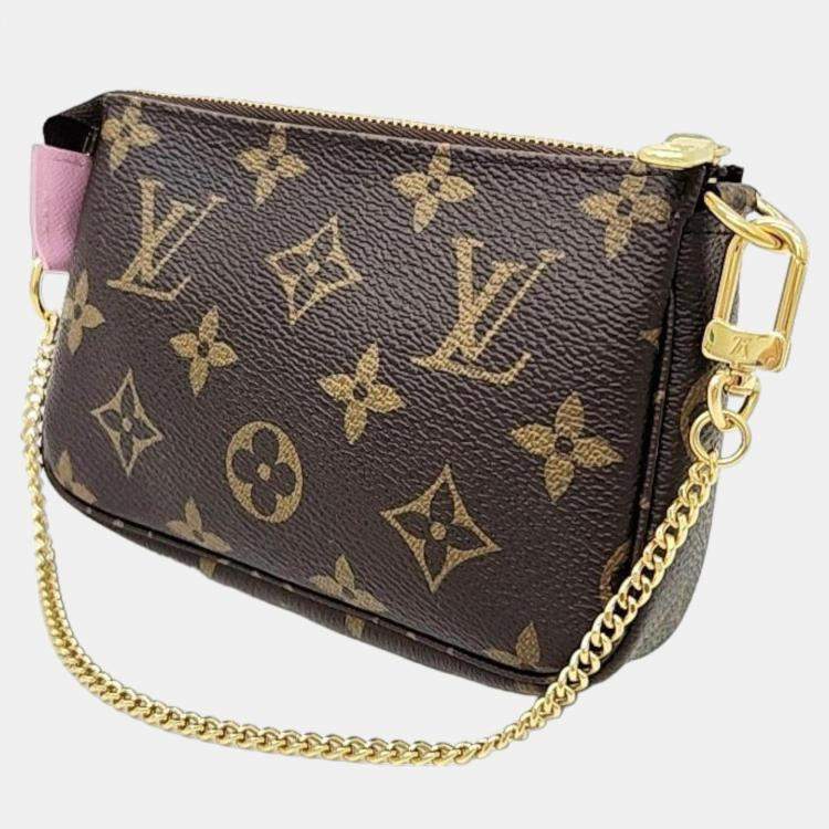 Pre Owned Louis Vuitton Pink/Brown Monogram Canvas Vivienne Wisteria Mini Pochette Accessoires
