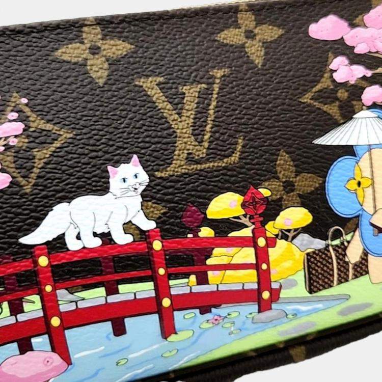 Pre Owned Louis Vuitton Pink/Brown Monogram Canvas Vivienne Wisteria Mini Pochette Accessoires