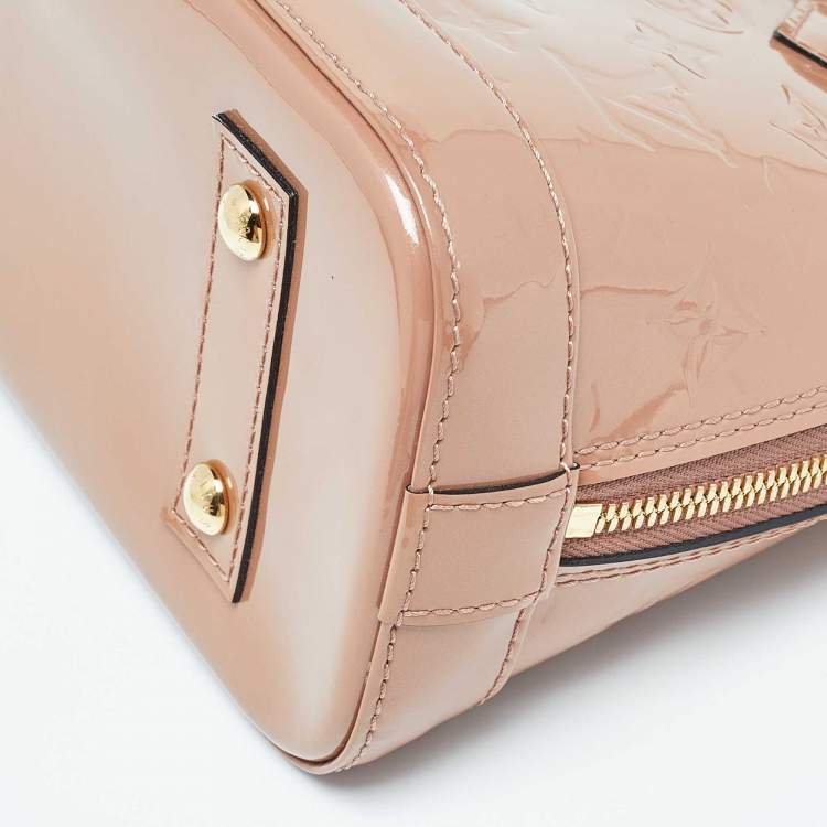 Pre Owned Louis Vuitton Rose Velours Monogram Vernis Alma BB Bag