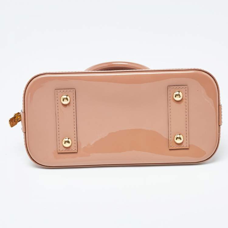 Pre Owned Louis Vuitton Rose Velours Monogram Vernis Alma BB Bag