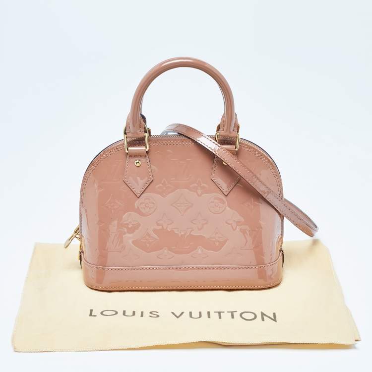 Pre Owned Louis Vuitton Rose Velours Monogram Vernis Alma BB Bag