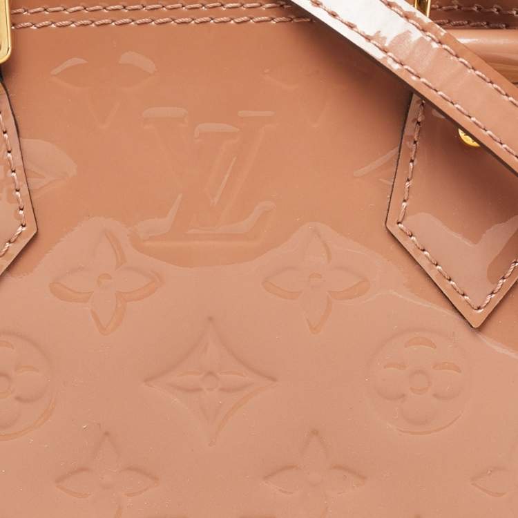 Pre Owned Louis Vuitton Rose Velours Monogram Vernis Alma BB Bag