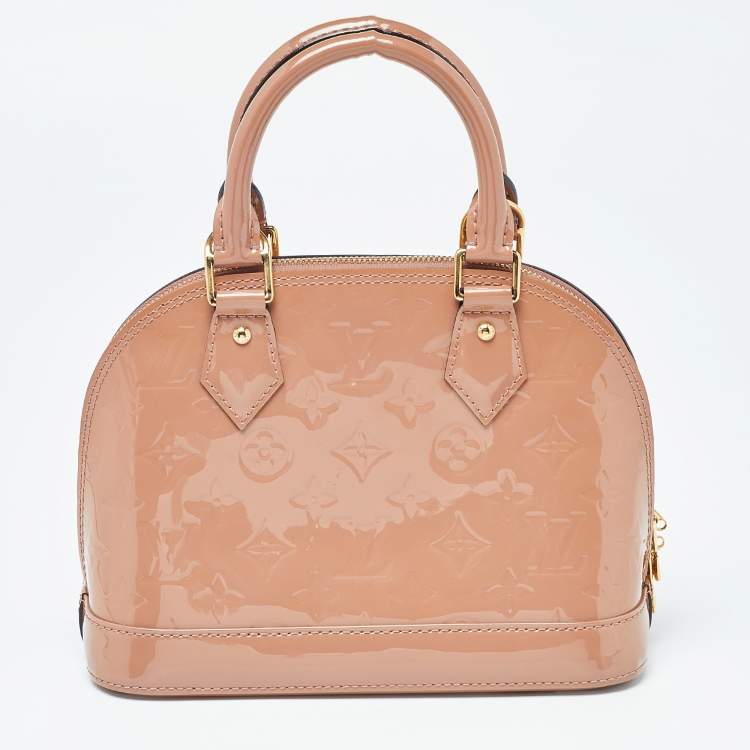 Pre Owned Louis Vuitton Rose Velours Monogram Vernis Alma BB Bag