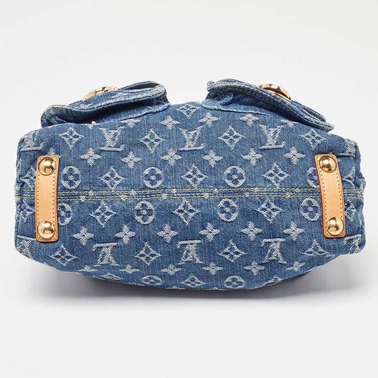 Pre Owned Louis Vuitton Blue Monogram Denim Baggy PM Bag
