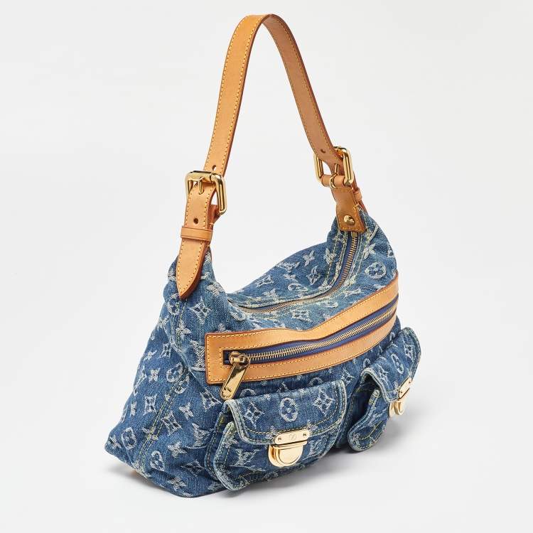 Pre Owned Louis Vuitton Blue Monogram Denim Baggy PM Bag