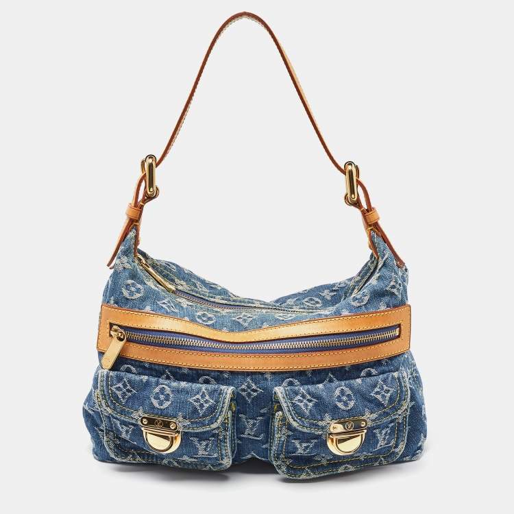 Pre Owned Louis Vuitton Blue Monogram Denim Baggy PM Bag