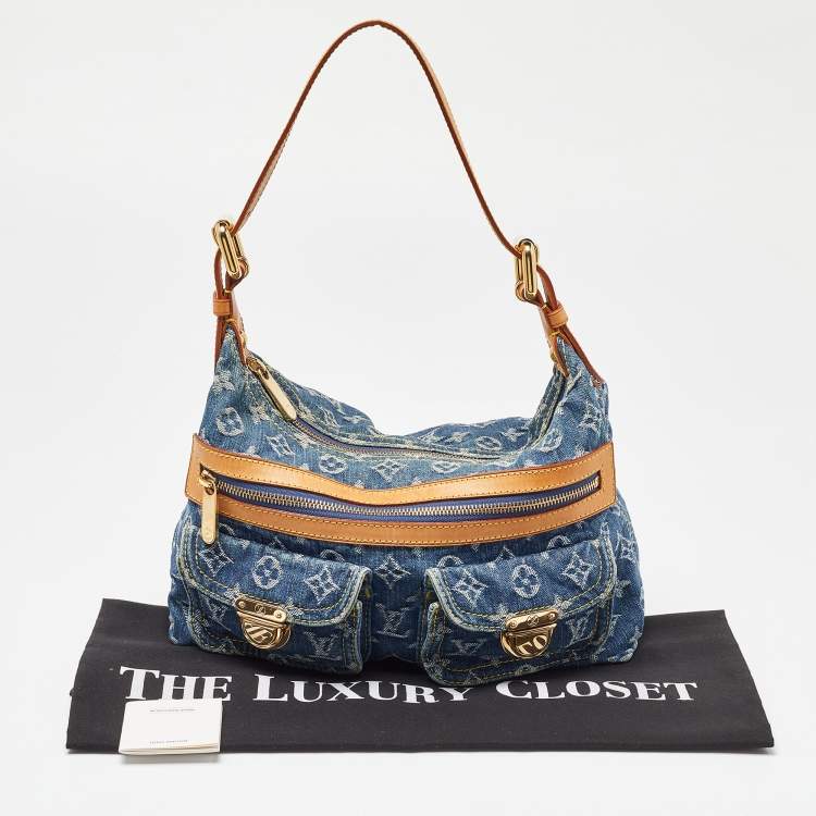 Pre Owned Louis Vuitton Blue Monogram Denim Baggy PM Bag