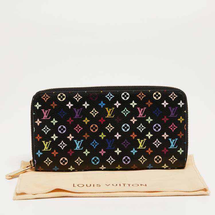 Pre Owned Louis Vuitton Black Monogram Multicolore Canvas Zippy Wallet