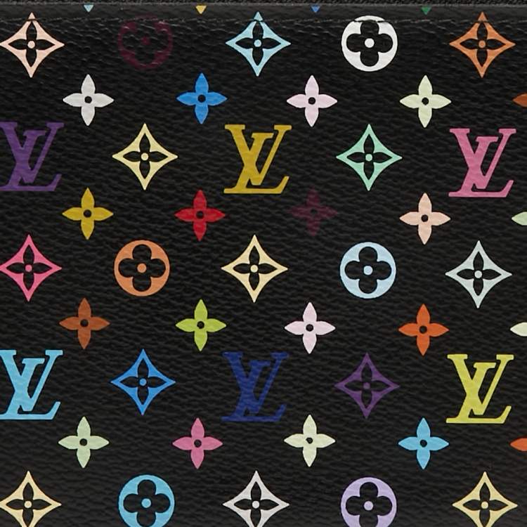 Pre Owned Louis Vuitton Black Monogram Multicolore Canvas Zippy Wallet