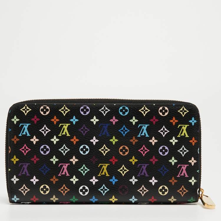 Pre Owned Louis Vuitton Black Monogram Multicolore Canvas Zippy Wallet