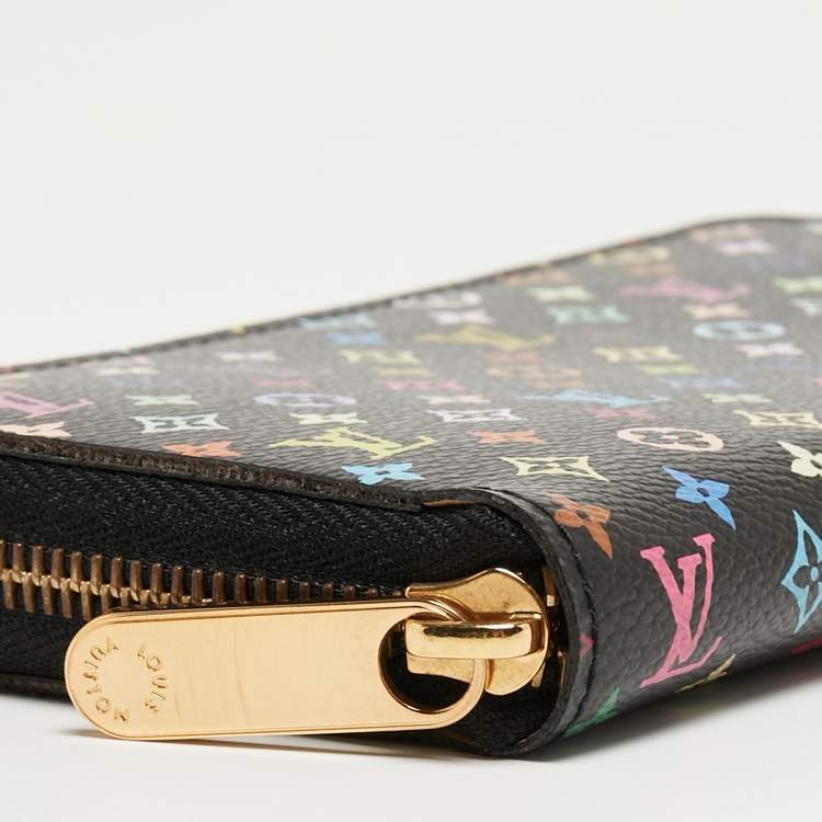 Pre Owned Louis Vuitton Black Monogram Multicolore Canvas Zippy Wallet