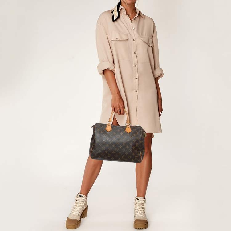 Pre Owned Louis Vuitton Brown Monogram Canvas Speedy 30 Top Handle Bag