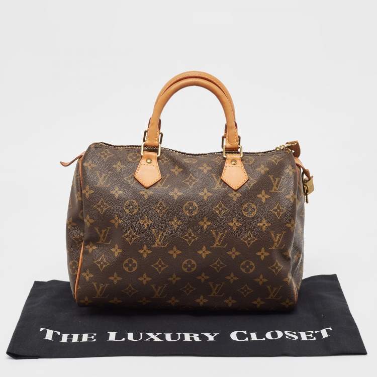 Pre Owned Louis Vuitton Brown Monogram Canvas Speedy 30 Top Handle Bag