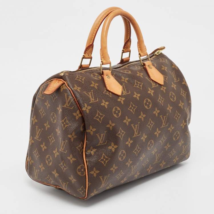 Pre Owned Louis Vuitton Brown Monogram Canvas Speedy 30 Top Handle Bag