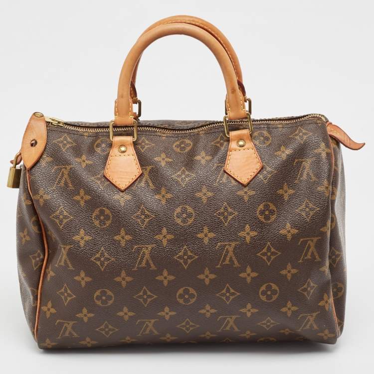 Pre Owned Louis Vuitton Brown Monogram Canvas Speedy 30 Top Handle Bag