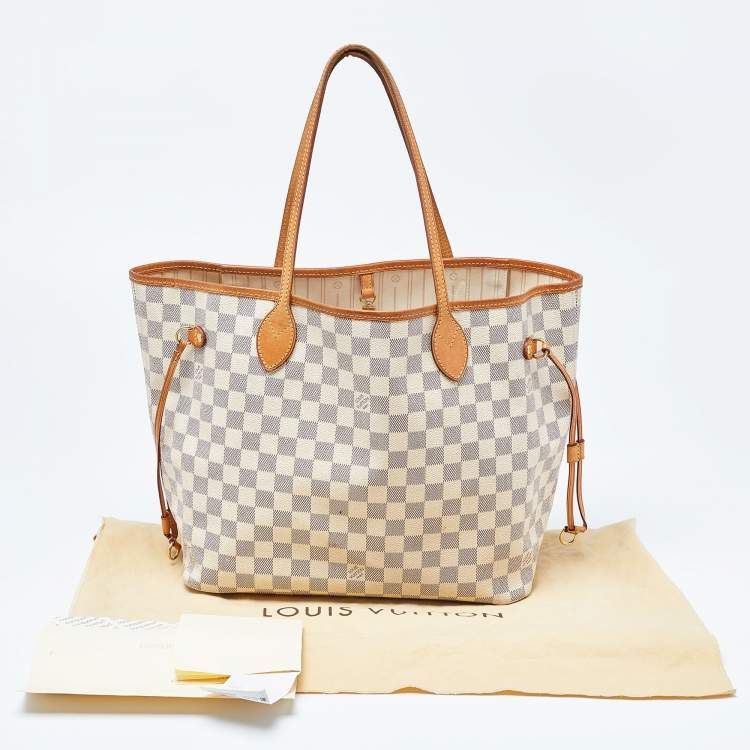 Pre Owned Louis Vuitton Damier Azur Canvas Neverfull MM Bag