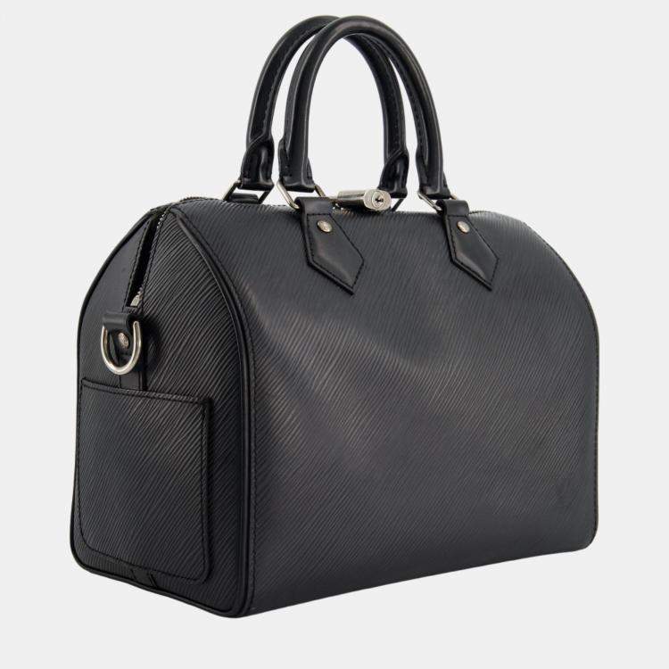 Louis Vuitton Black 25 Speedy Bag Bandouliere in Epi Leather and