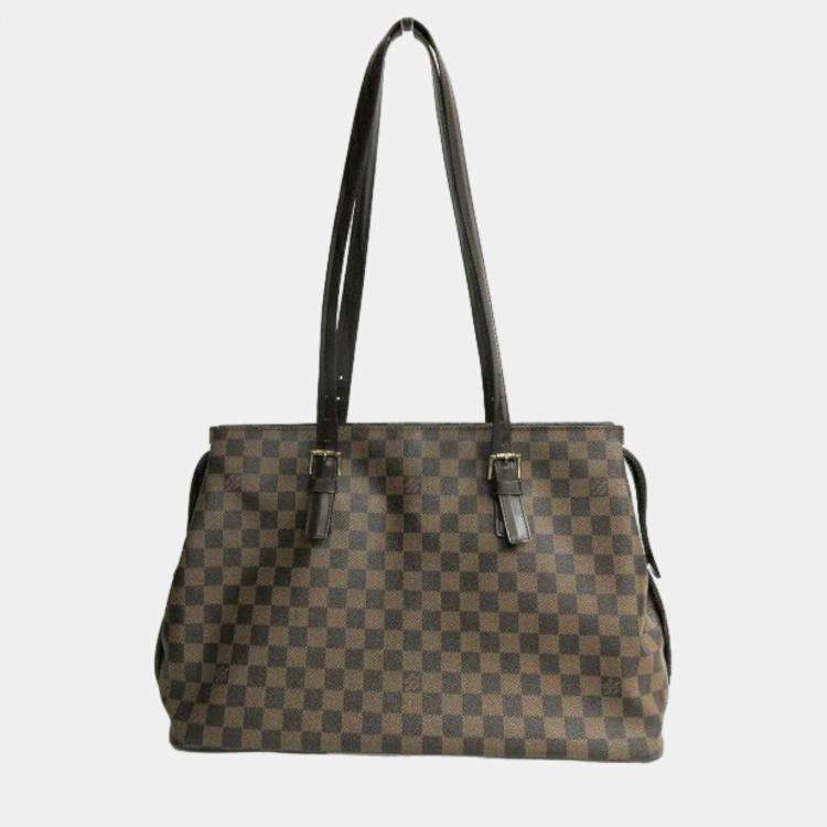 Louis Vuitton Paris Womens Chelsea Damier Ebene Canvas Tote Handbag Brown