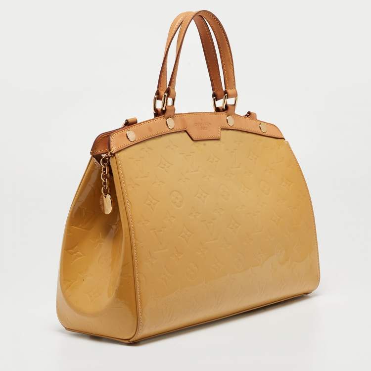 Pre Owned Louis Vuitton Citrine Monogram Vernis Brea MM Bag
