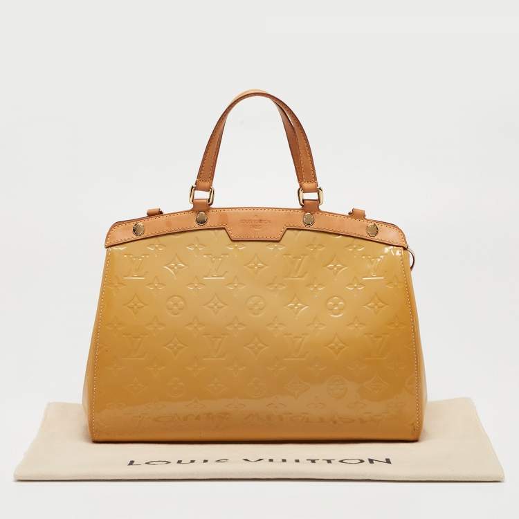 Pre Owned Louis Vuitton Citrine Monogram Vernis Brea MM Bag