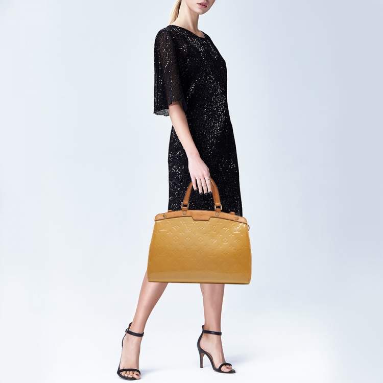 Pre Owned Louis Vuitton Citrine Monogram Vernis Brea MM Bag