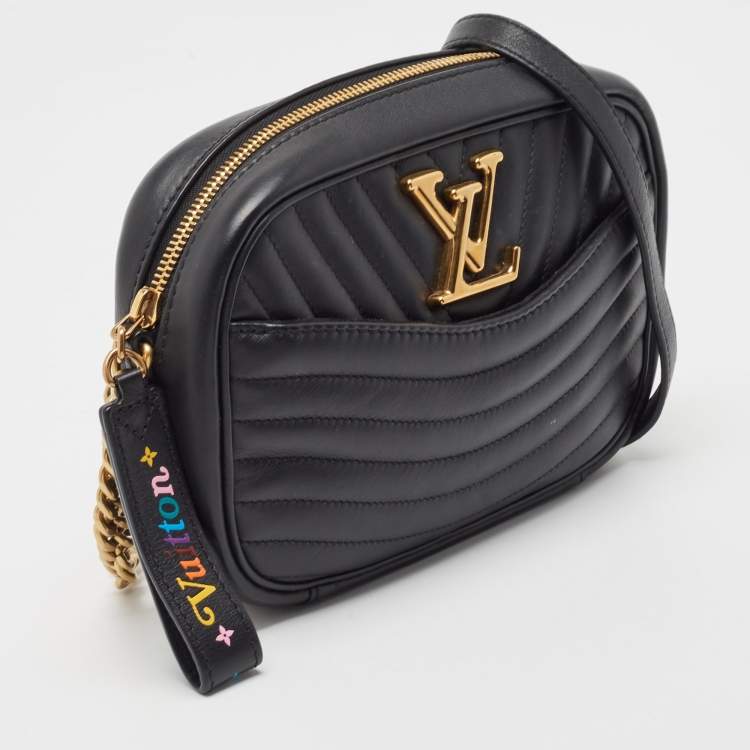 Pre Owned Louis Vuitton Black Leather New Wave Camera Bag