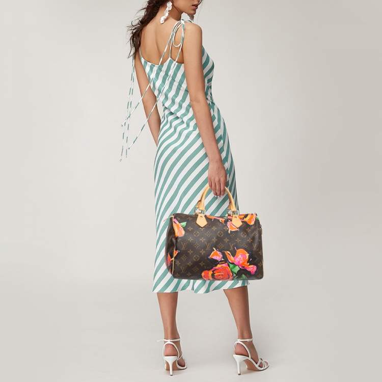 Pre Owned Louis Vuitton Multicolor Monogram Canvas Limited Edition Stephen Sprouse Roses Speedy 30 Bag