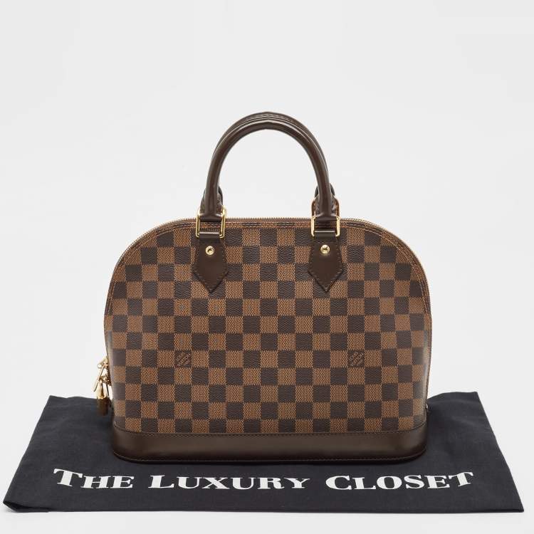Pre Owned Louis Vuitton Brown Damier Ebene Canvas Alma PM Handbag