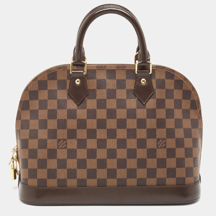 Pre Owned Louis Vuitton Brown Damier Ebene Canvas Alma PM Handbag