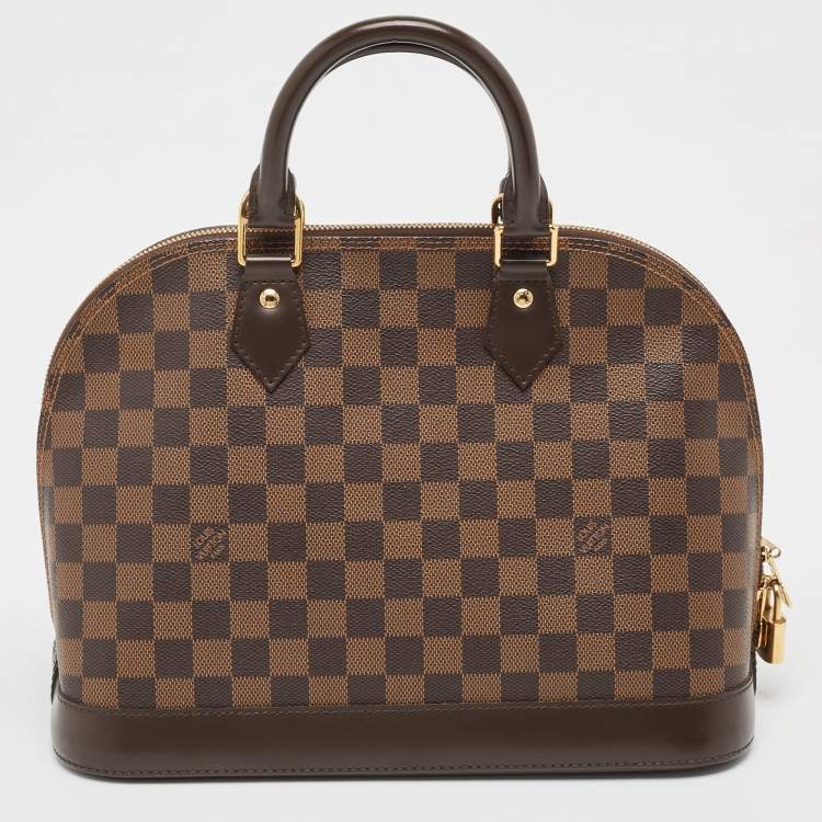 Pre Owned Louis Vuitton Brown Damier Ebene Canvas Alma PM Handbag