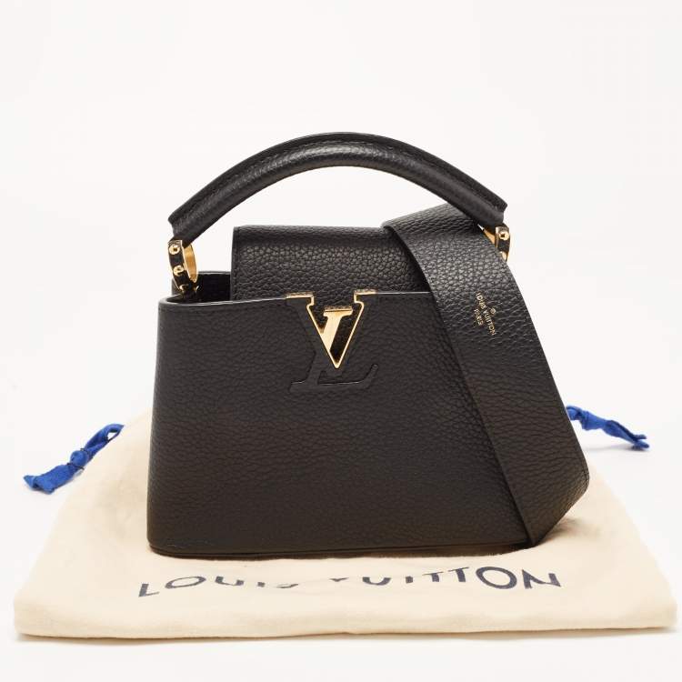 Pre Owned Louis Vuitton Black Leather Mini Capucines Bag