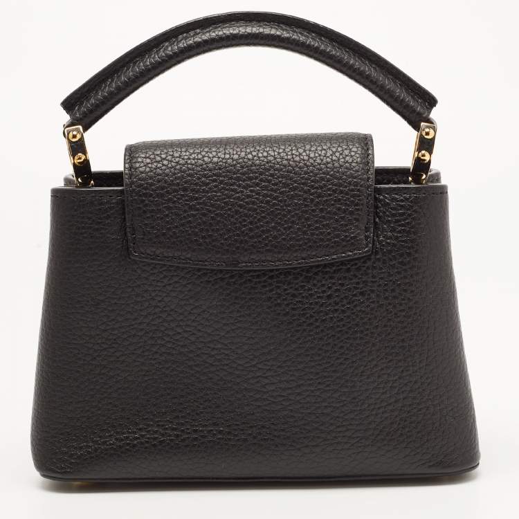 Pre Owned Louis Vuitton Black Leather Mini Capucines Bag