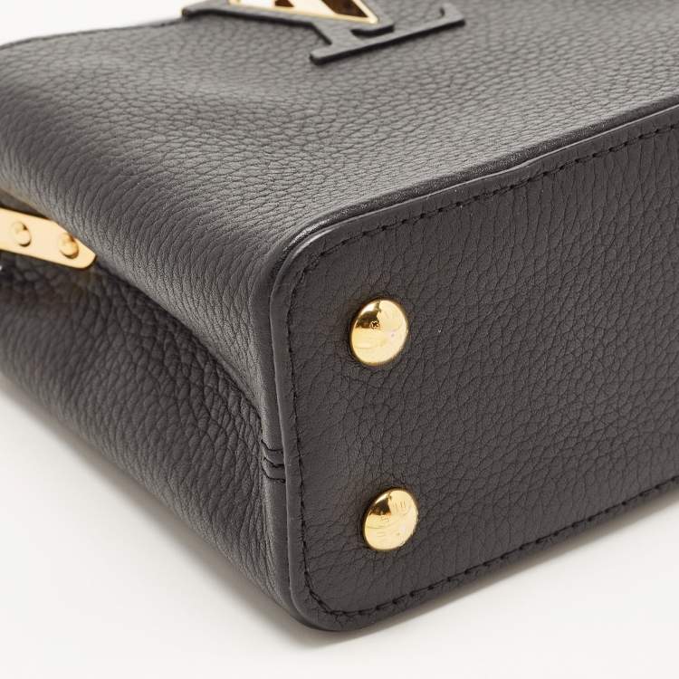 Pre Owned Louis Vuitton Black Leather Mini Capucines Bag