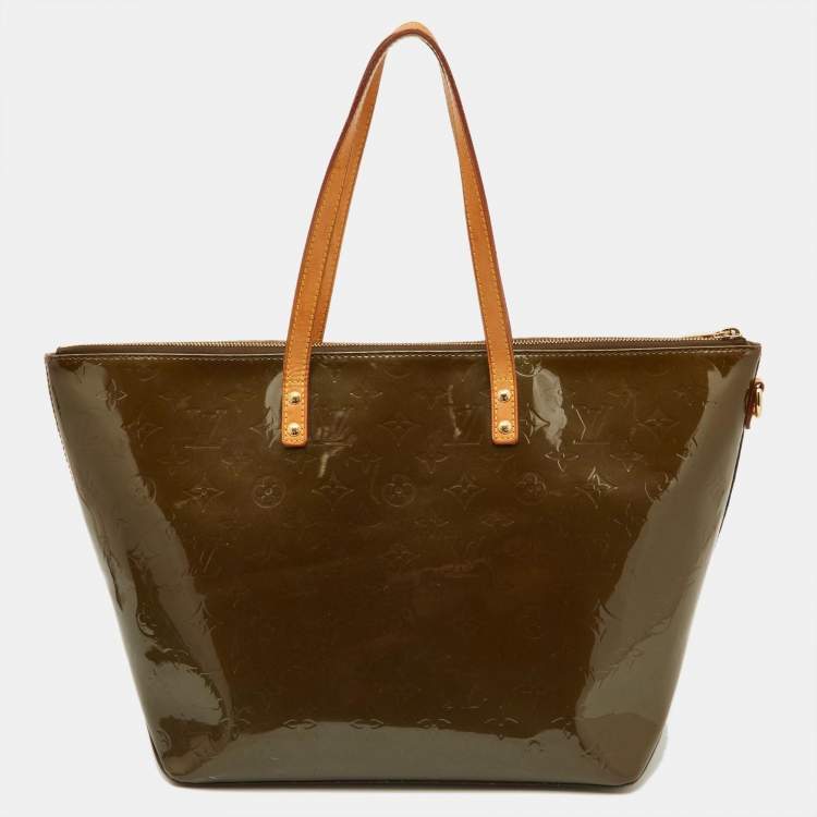 Pre Owned Louis Vuitton Vert Bronze Monogram Vernis Bellevue GM Bag