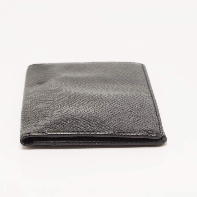 Pre Owned Louis Vuitton Black Taiga Leather Bifold Card Case