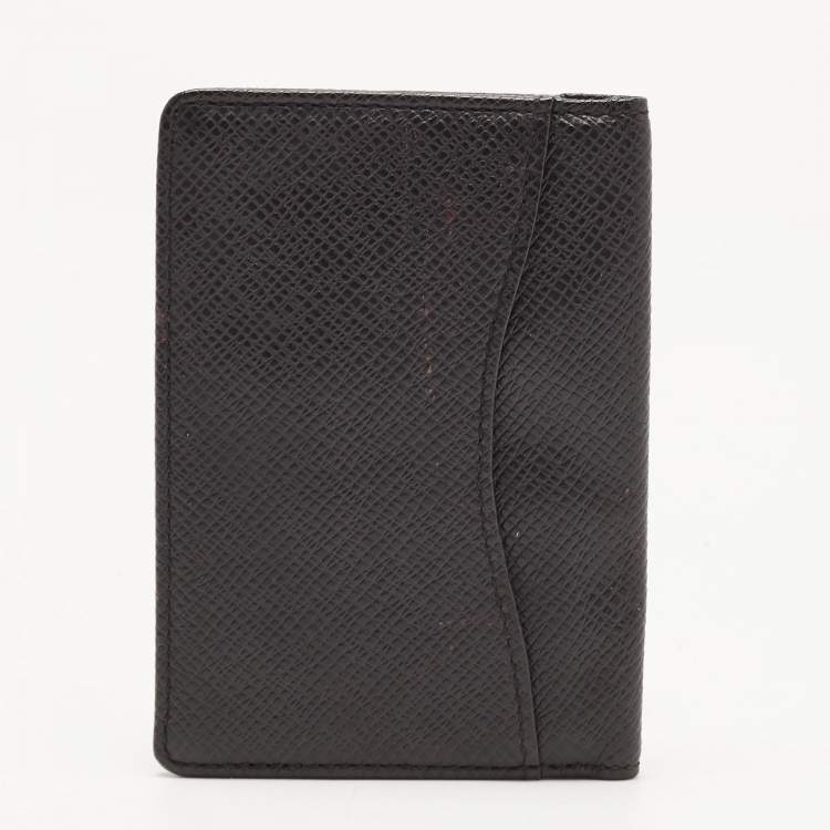 Pre Owned Louis Vuitton Black Taiga Leather Bifold Card Case