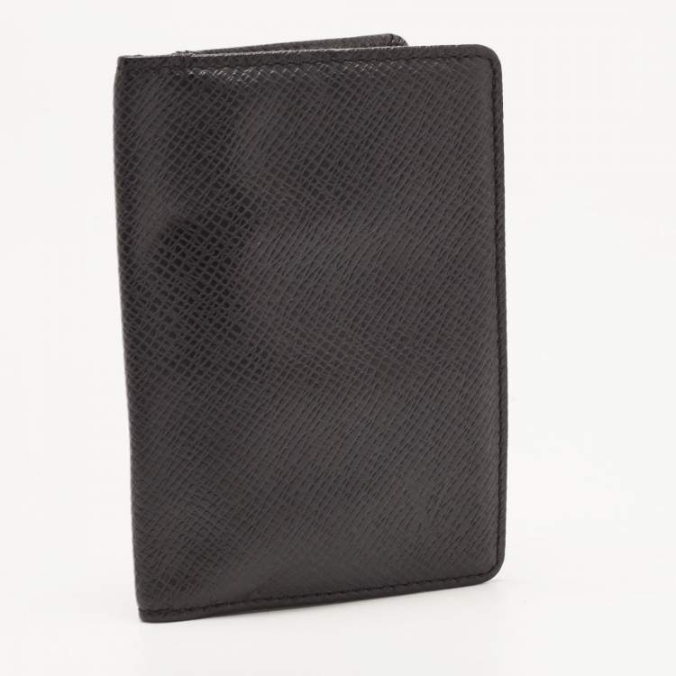Pre Owned Louis Vuitton Black Taiga Leather Bifold Card Case