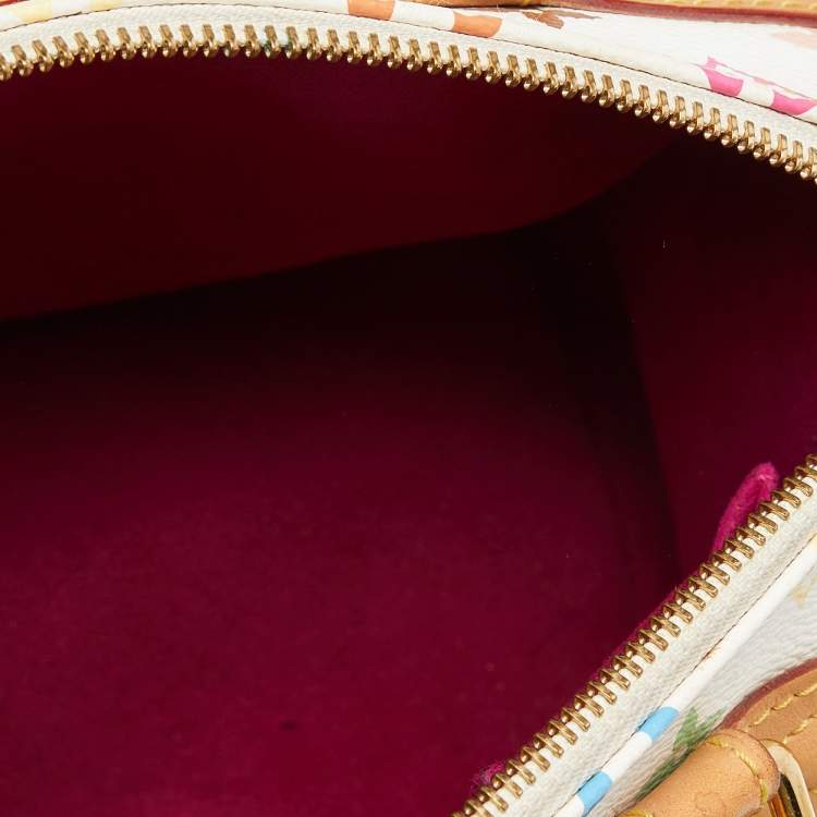 Pre Owned Louis Vuitton White Monogram Multicolore Canvas Limited Edition Fringe Speedy 25 Bag