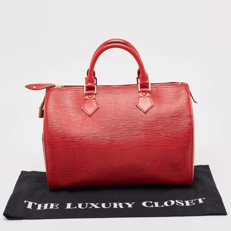 Pre Owned Louis Vuitton Red Epi Leather Speedy 30 Bag