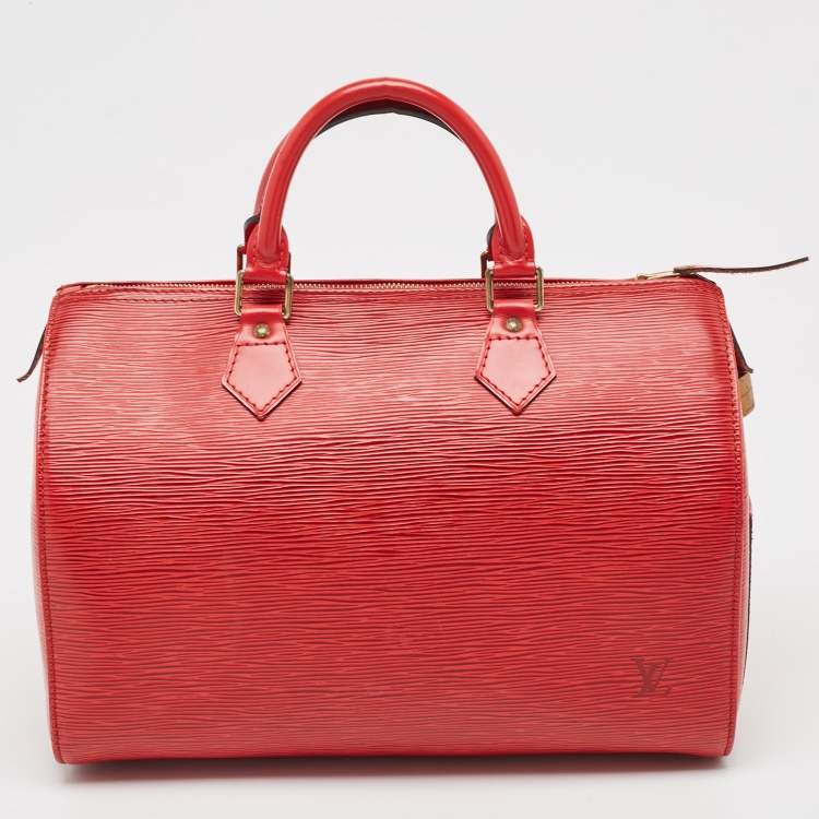 Pre Owned Louis Vuitton Red Epi Leather Speedy 30 Bag